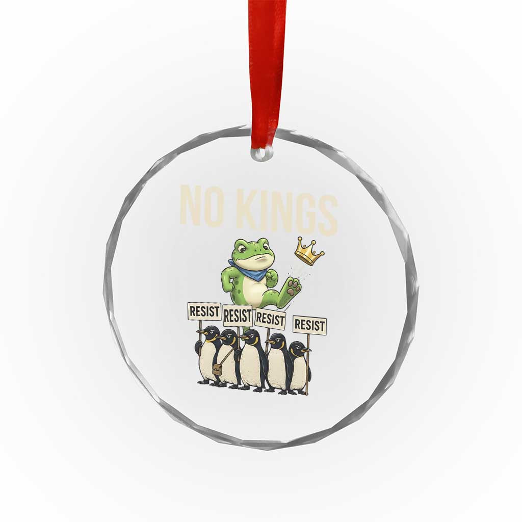 Resist Frog Crystal Glass Ornament No Kings Funny Portland Protest ICE Activist Meme TS14 Print Your Wear