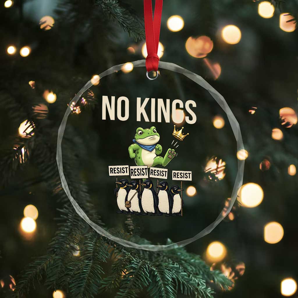 Resist Frog Crystal Glass Ornament No Kings Funny Portland Protest ICE Activist Meme TS14 Print Your Wear