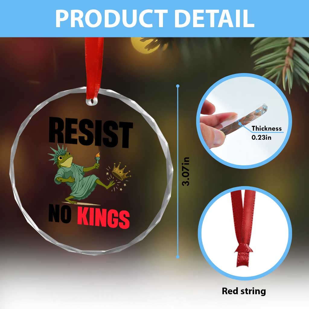Resist Frog Crystal Glass Ornament No Kings In America Political 2025 TS14 Print Your Wear