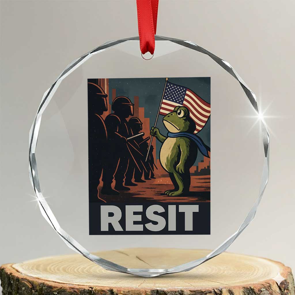 Resist Frog Crystal Glass Ornament Portland Frog Activist America Political 2025 TS14 Transparent Glass 3'' Circle Print Your Wear