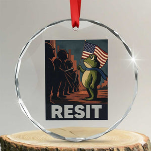 Resist Frog Crystal Glass Ornament Portland Frog Activist America Political 2025 TS14 Transparent Glass 3'' Circle Print Your Wear
