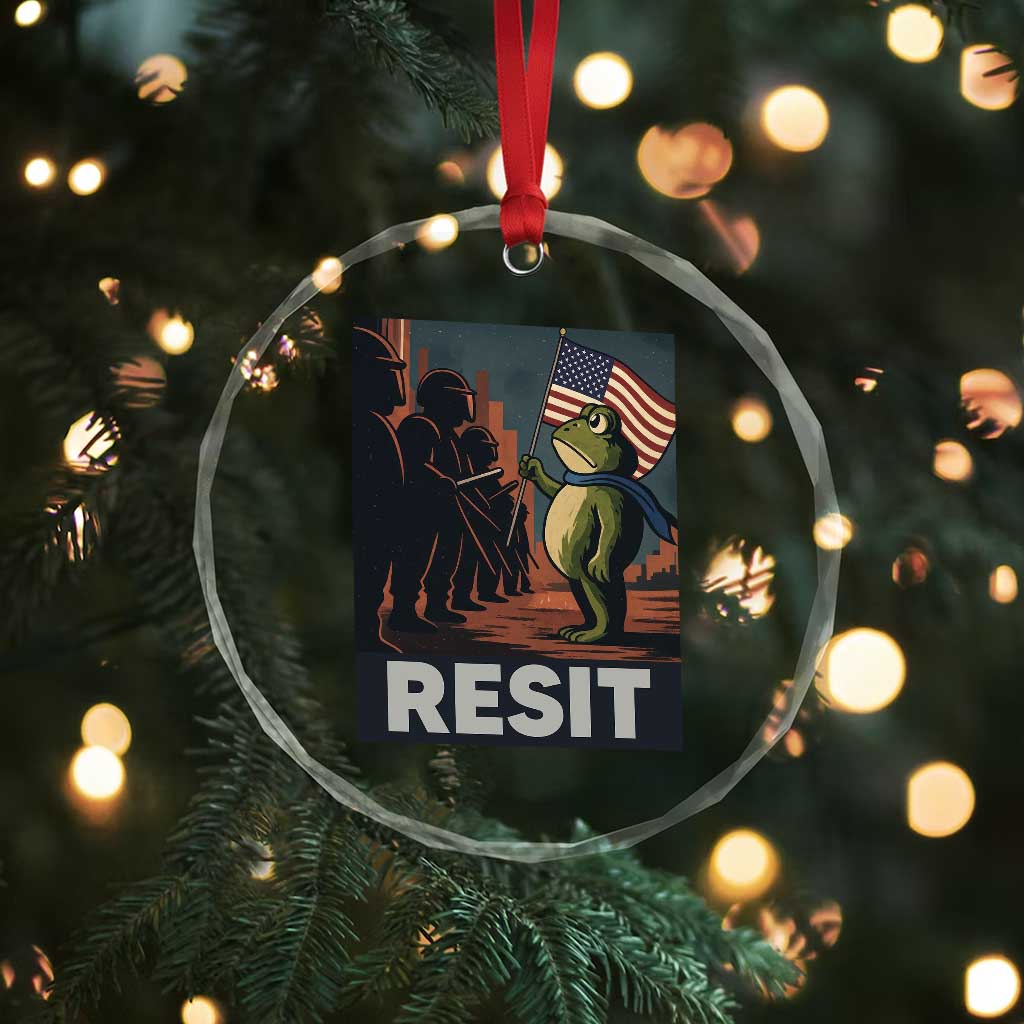Resist Frog Crystal Glass Ornament Portland Frog Activist America Political 2025 TS14 Print Your Wear