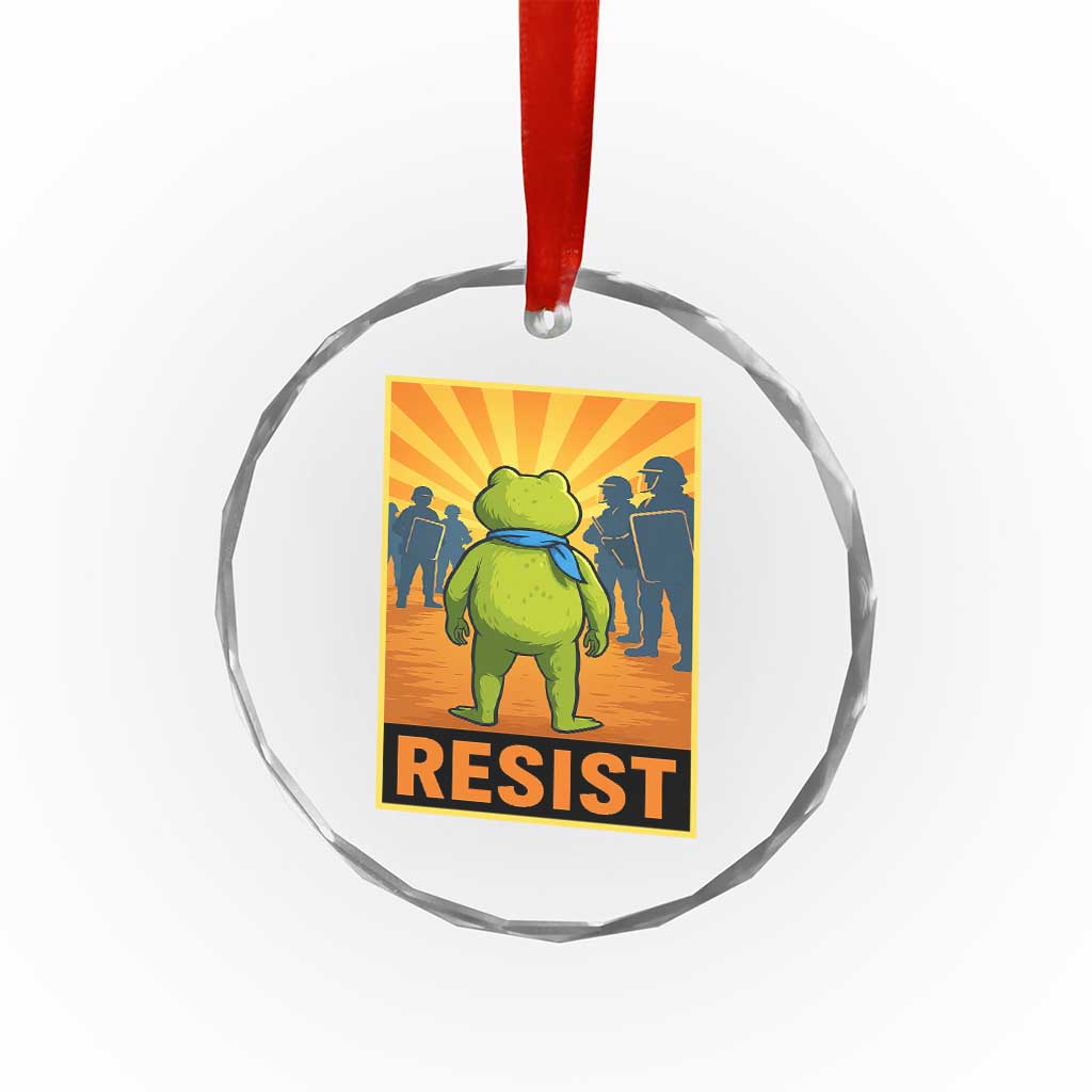 Resist Frog Graphic Crystal Glass Ornament Protest Stand Against Fascism TS02 Print Your Wear