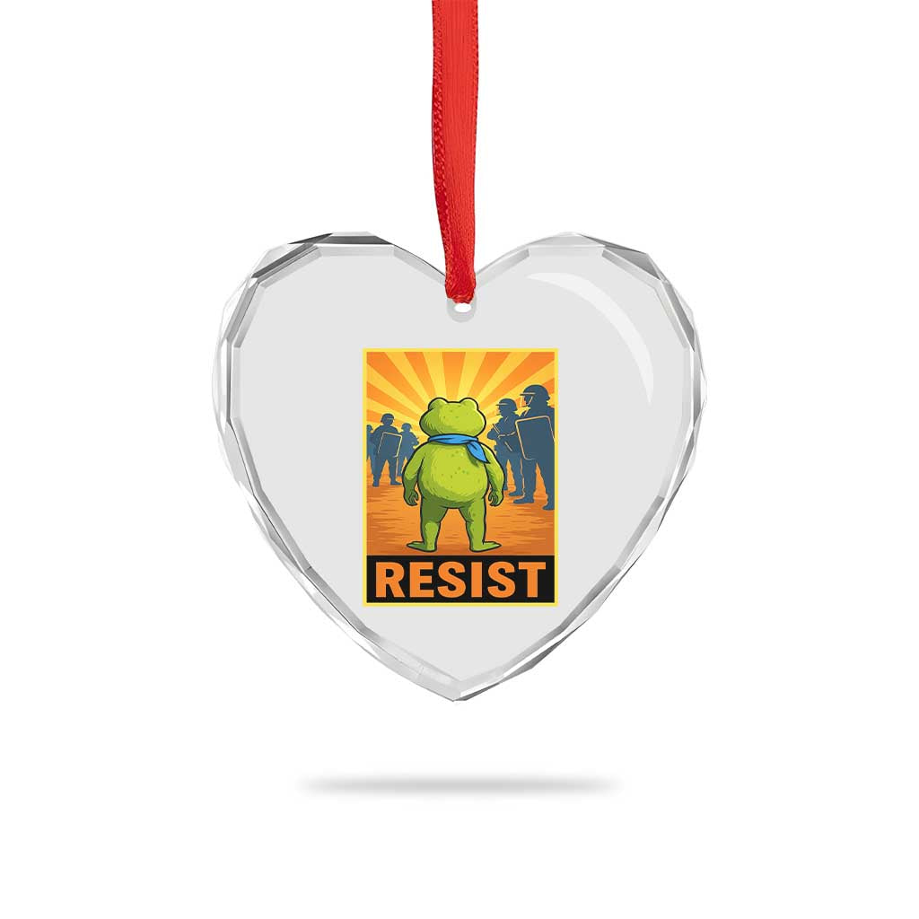 Resist Frog Graphic Heart Crystal Glass Ornament Protest Stand Against Fascism TS02 Print Your Wear