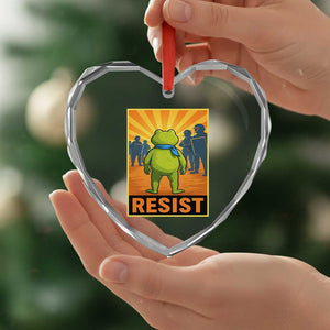 Resist Frog Graphic Heart Crystal Glass Ornament Protest Stand Against Fascism TS02 Print Your Wear