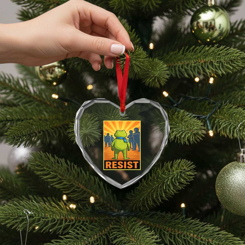 Resist Frog Graphic Heart Crystal Glass Ornament Protest Stand Against Fascism TS02 Print Your Wear