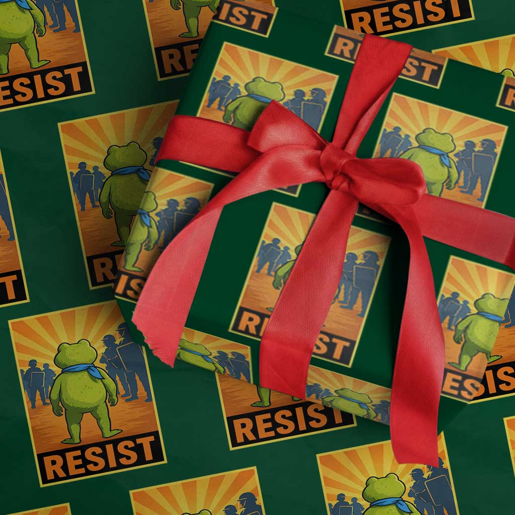 Resist Frog Graphic Wrapping Paper Roll Protest Stand Against Fascism TS02 Green Print Your Wear