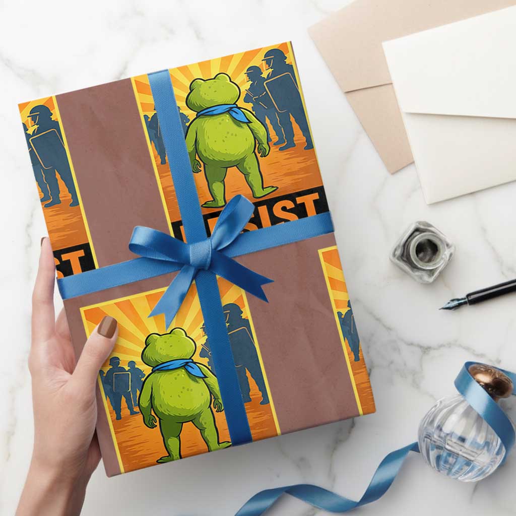 Resist Frog Graphic Wrapping Paper Roll Protest Stand Against Fascism TS02 Mocha Print Your Wear