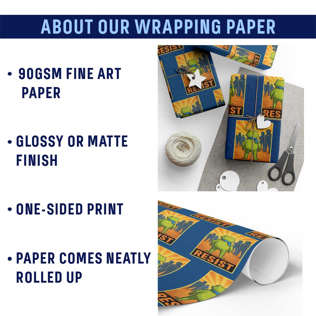 Resist Frog Graphic Wrapping Paper Roll Protest Stand Against Fascism TS02 Print Your Wear