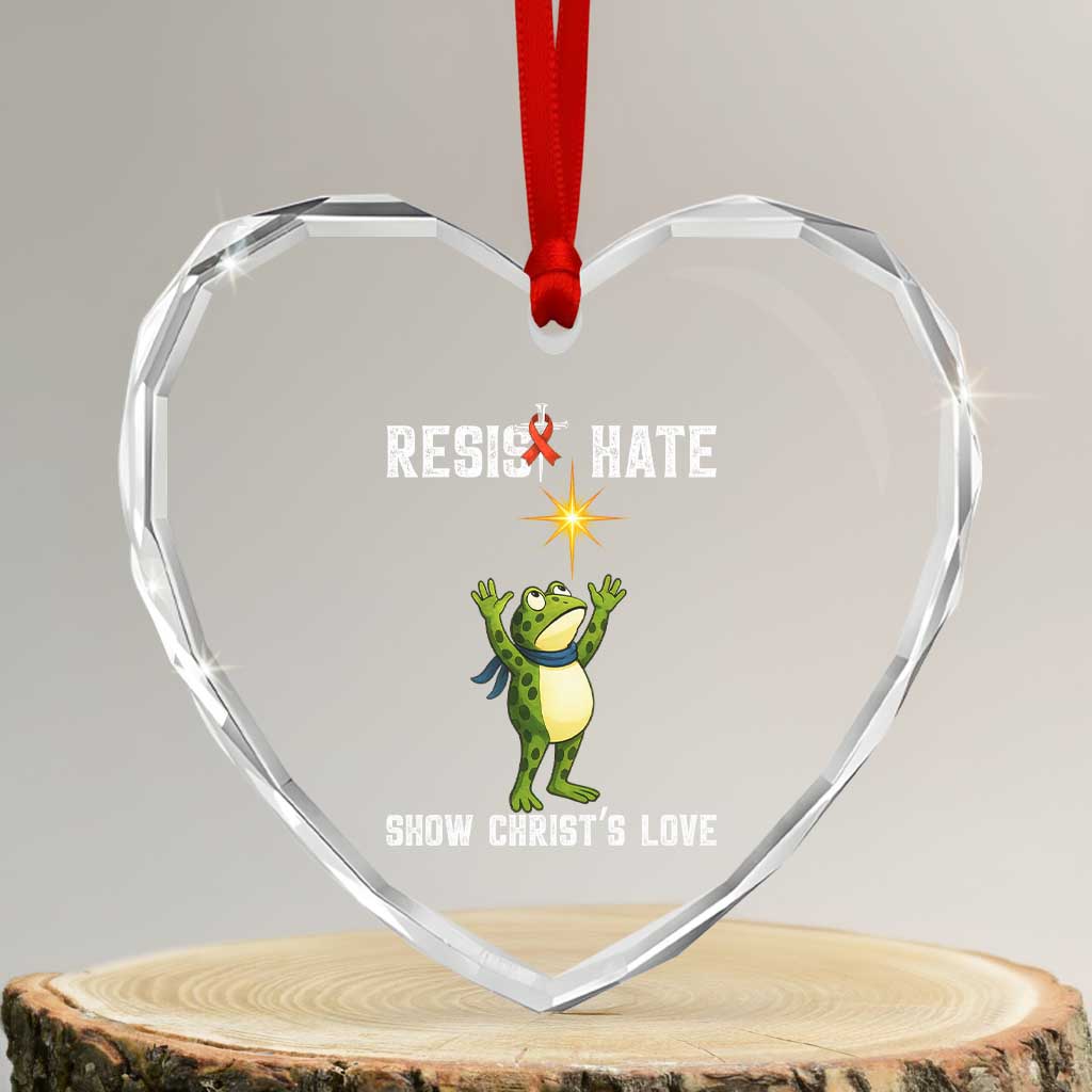 Resist Frog Heart Crystal Glass Ornament Christian HIV Awareness Red Ribbon TS14 Transparent Glass 3'' Heart Print Your Wear