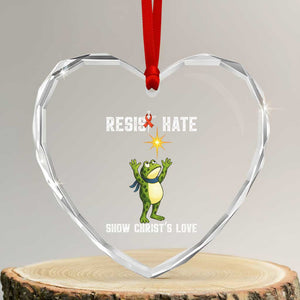 Resist Frog Heart Crystal Glass Ornament Christian HIV Awareness Red Ribbon TS14 Transparent Glass 3'' Heart Print Your Wear