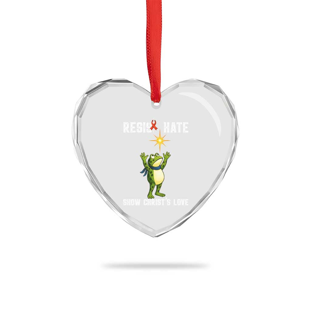 Resist Frog Heart Crystal Glass Ornament Christian HIV Awareness Red Ribbon TS14 Print Your Wear