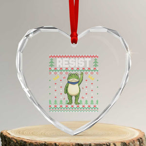 Resist Frog Heart Crystal Glass Ornament Funny Portland Protest ICE Activist Meme 2025 TS14 Transparent Glass 3'' Heart Print Your Wear