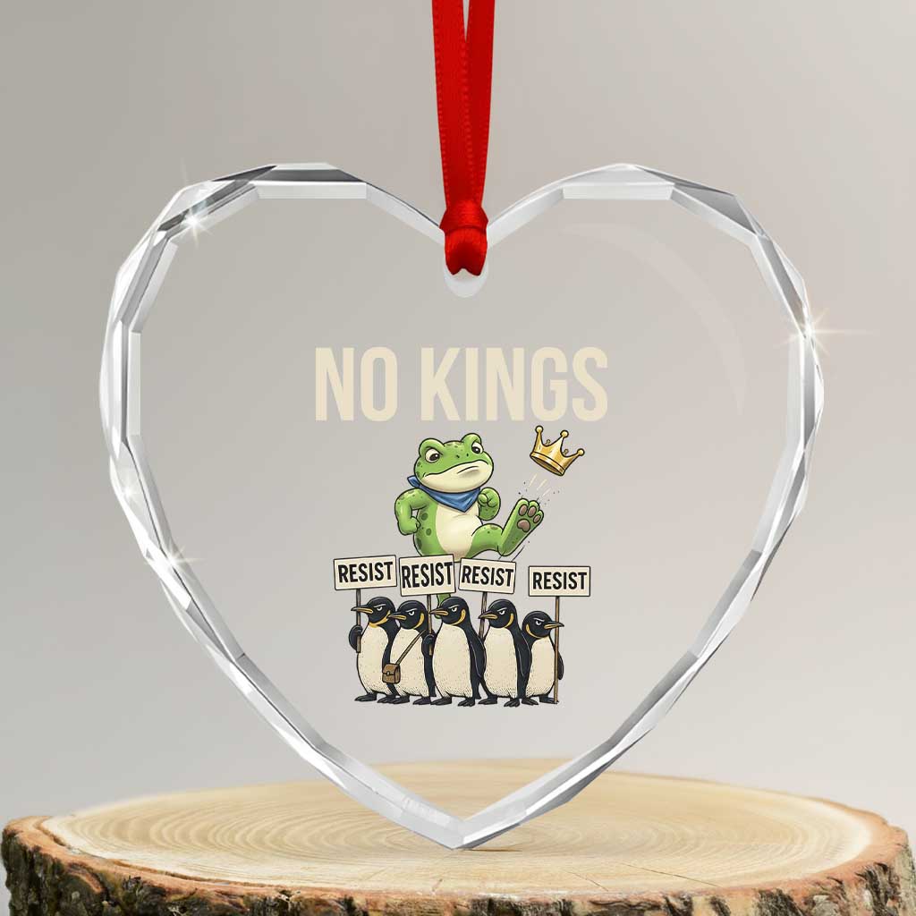 Resist Frog Heart Crystal Glass Ornament No Kings Funny Portland Protest ICE Activist Meme TS14 Transparent Glass 3'' Heart Print Your Wear