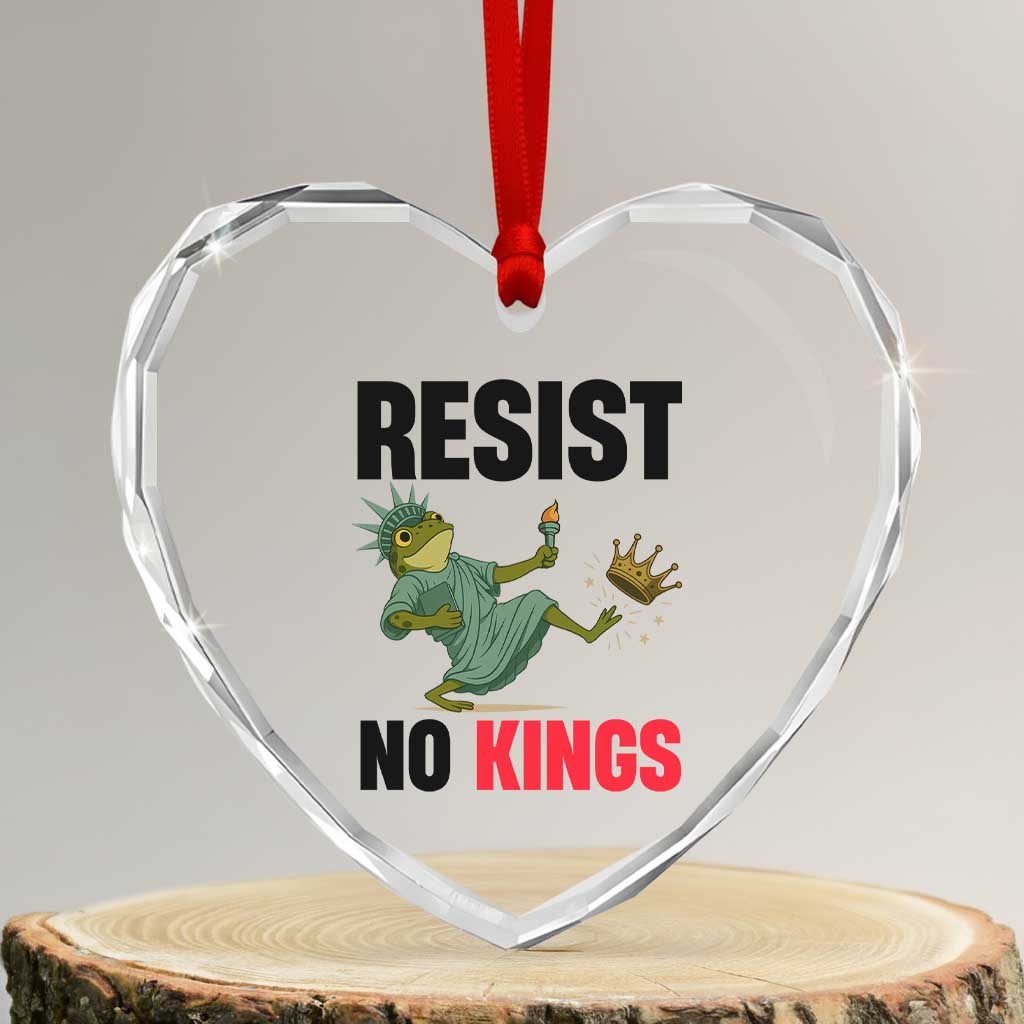 Resist Frog Heart Crystal Glass Ornament No Kings In America Political 2025 TS14 Transparent Glass 3'' Heart Print Your Wear