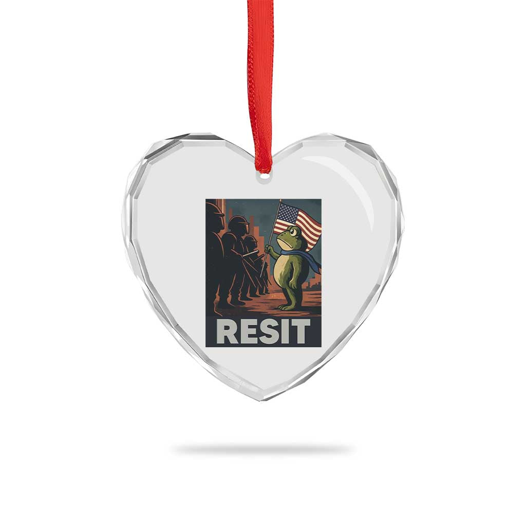 Resist Frog Heart Crystal Glass Ornament Portland Frog Activist America Political 2025 TS14 Print Your Wear