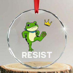 Resist Frog Kicking Crown Crystal Glass Ornament Funny No Kings In America Free Portland TS02 Transparent Glass 3'' Circle Print Your Wear