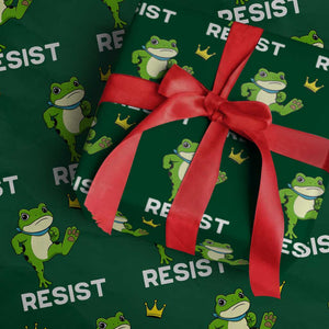 Resist Frog Kicking Crown Wrapping Paper Roll Funny No Kings In America Free Portland TS02 Green Print Your Wear
