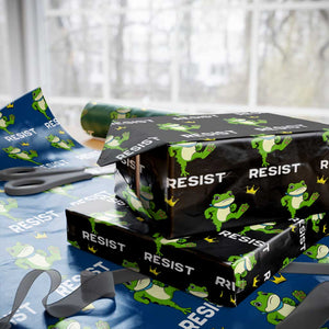 Resist Frog Kicking Crown Wrapping Paper Roll Funny No Kings In America Free Portland TS02 Black Print Your Wear