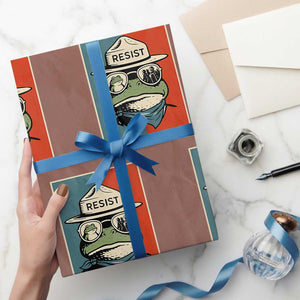 Resist Frog Meme Wrapping Paper Roll Portland Vintage Aesthetic Gift TS12 Mocha Print Your Wear