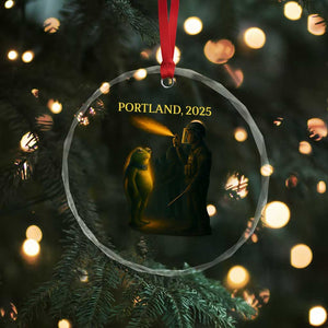 Resist Frog Political Poste Crystal Glass Ornament Free Portland Vintage Protest Graphic TS02 Print Your Wear