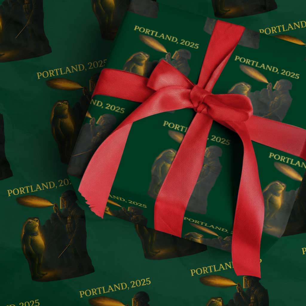 Resist Frog Political Poste Wrapping Paper Roll Free Portland Vintage Protest Graphic TS02 Green Print Your Wear