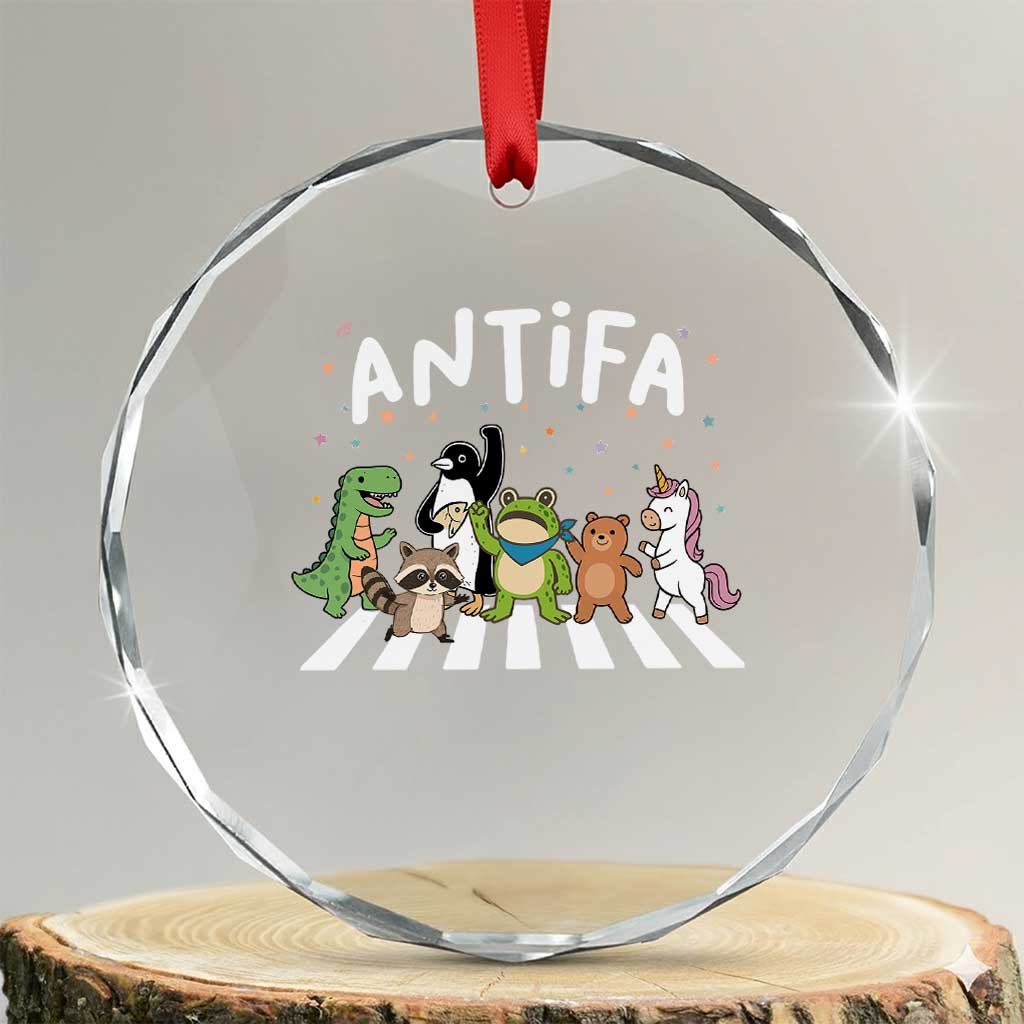Resist Frog Protest Crystal Glass Ornament Antifa Inflatable Costume Portland Frog Political Satire TS10 Transparent Glass 3'' Circle Print Your Wear