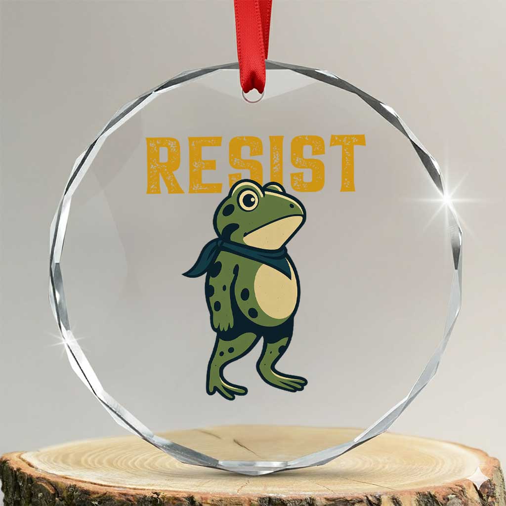 Resist Frog Protest Crystal Glass Ornament Free Portland Political Satire TS02 Transparent Glass 3'' Circle Print Your Wear
