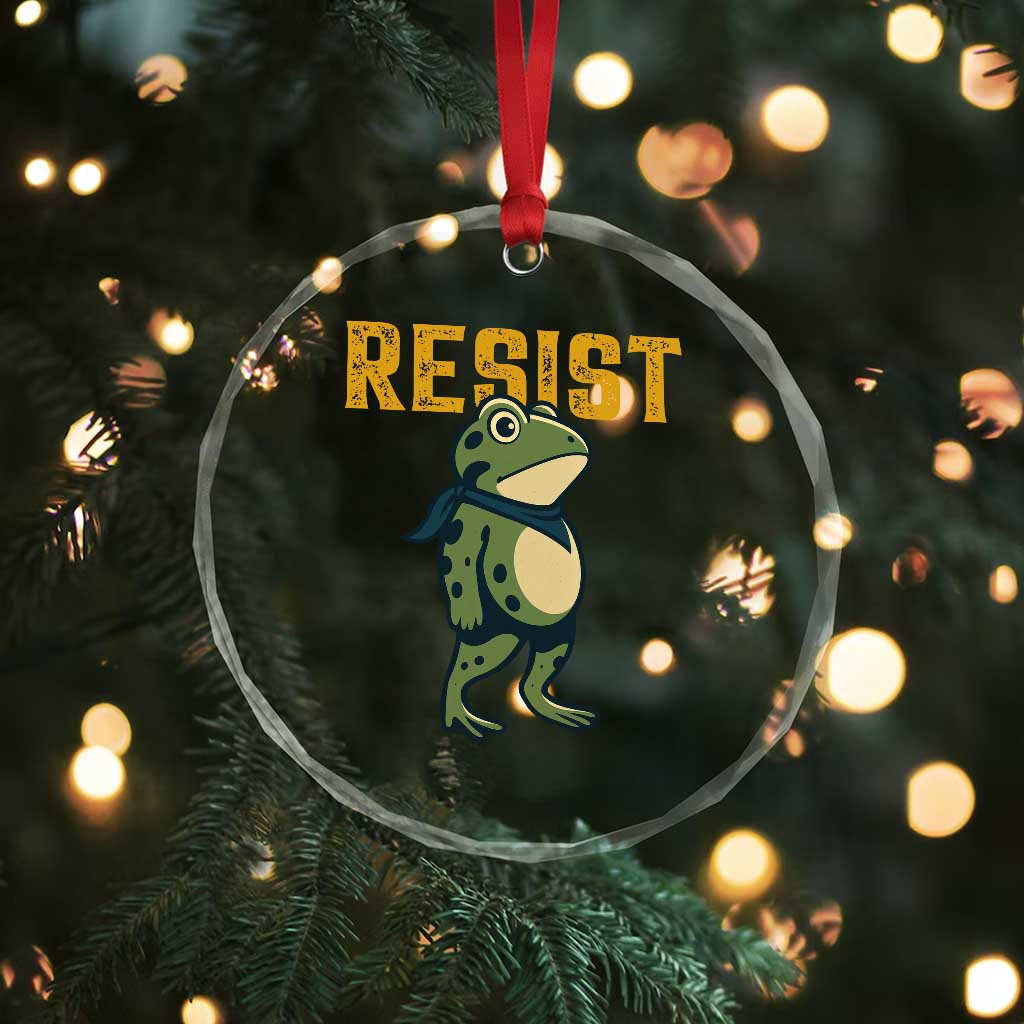 Resist Frog Protest Crystal Glass Ornament Free Portland Political Satire TS02 Print Your Wear