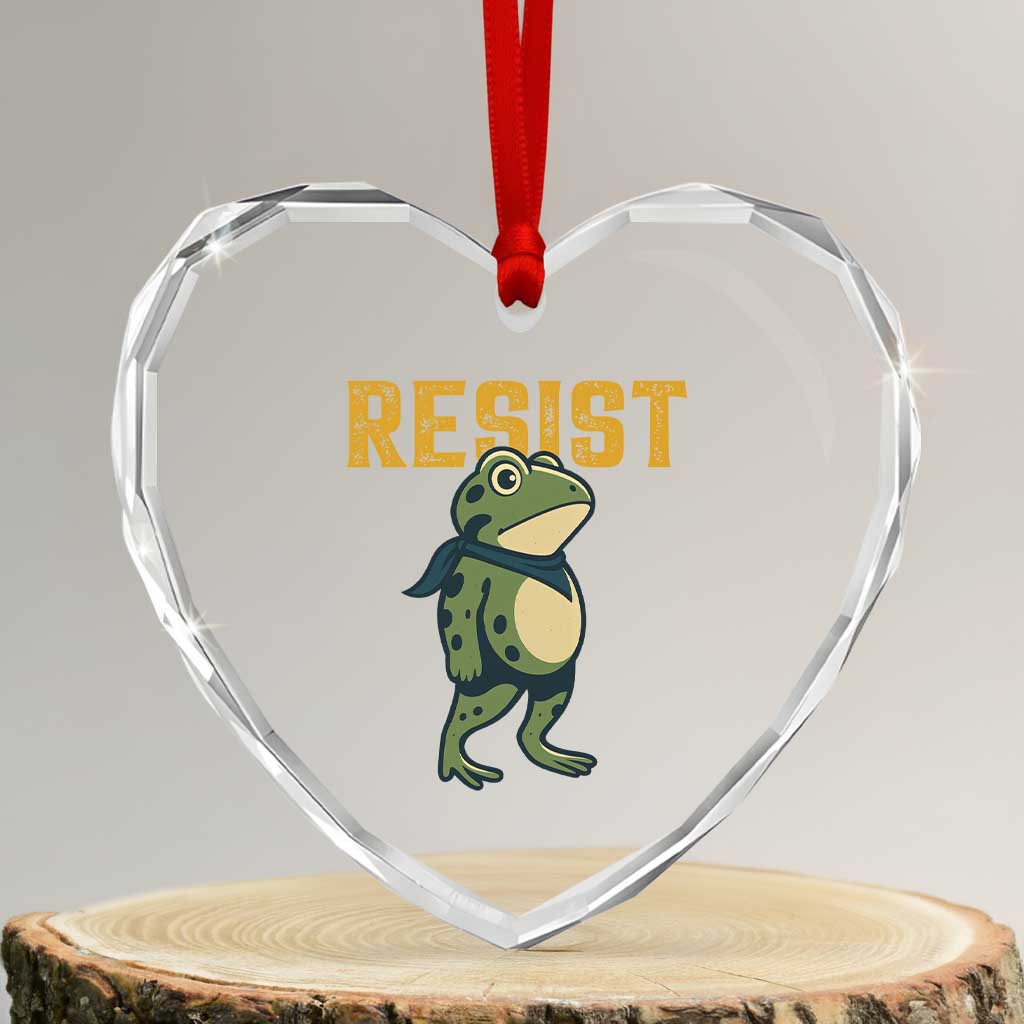 Resist Frog Protest Heart Crystal Glass Ornament Free Portland Political Satire TS02 Transparent Glass 3'' Heart Print Your Wear