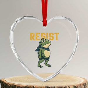 Resist Frog Protest Heart Crystal Glass Ornament Free Portland Political Satire TS02 Transparent Glass 3'' Heart Print Your Wear