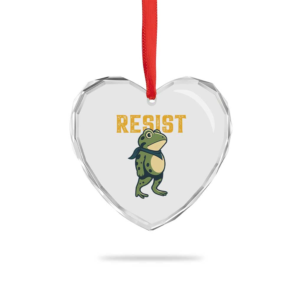 Resist Frog Protest Heart Crystal Glass Ornament Free Portland Political Satire TS02 Print Your Wear