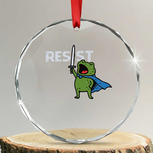Resist Frog Warrior Crystal Glass Ornament Funny Rebel Meme Gift TS12 Transparent Glass 3'' Circle Print Your Wear