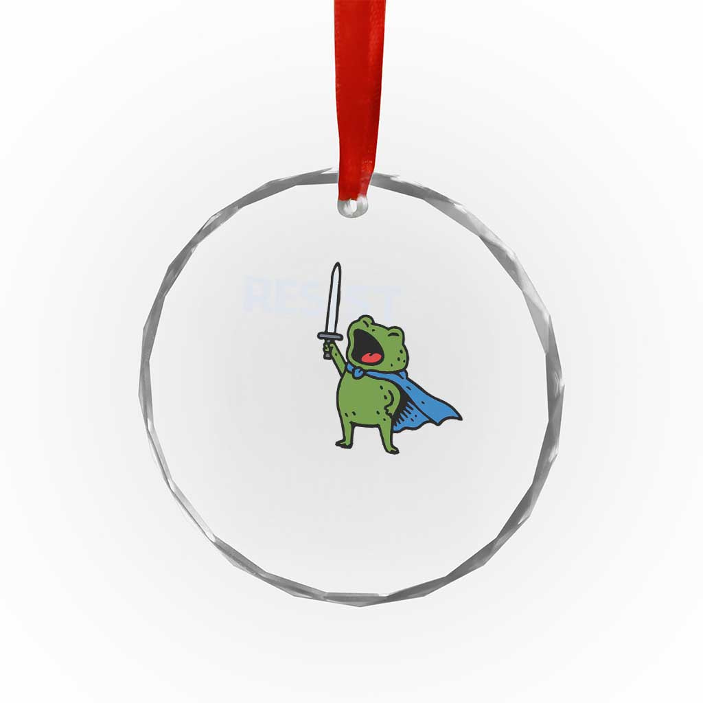 Resist Frog Warrior Crystal Glass Ornament Funny Rebel Meme Gift TS12 Print Your Wear