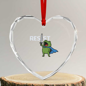 Resist Frog Warrior Heart Crystal Glass Ornament Funny Rebel Meme Gift TS12 Transparent Glass 3'' Heart Print Your Wear