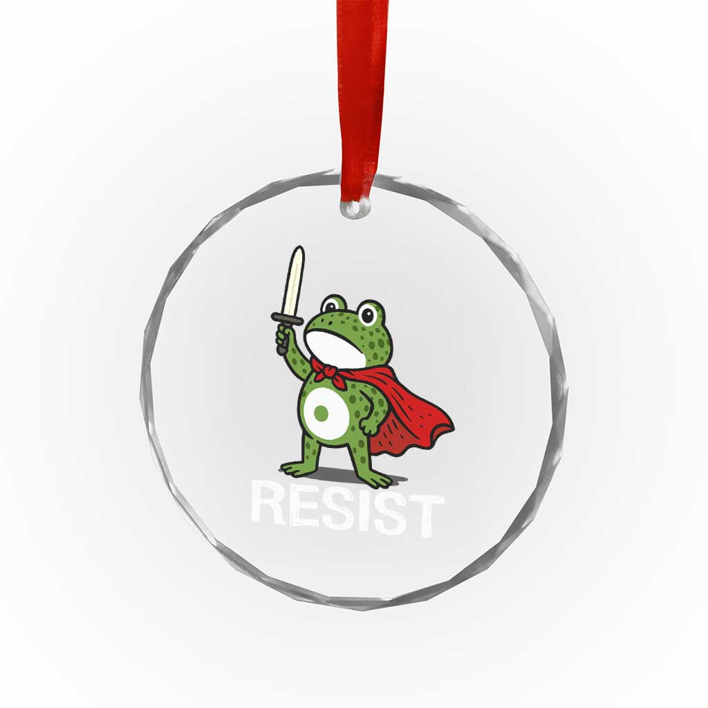 Resist Frog With Sword Crystal Glass Ornament No Kings Portland Protest TS10 Print Your Wear