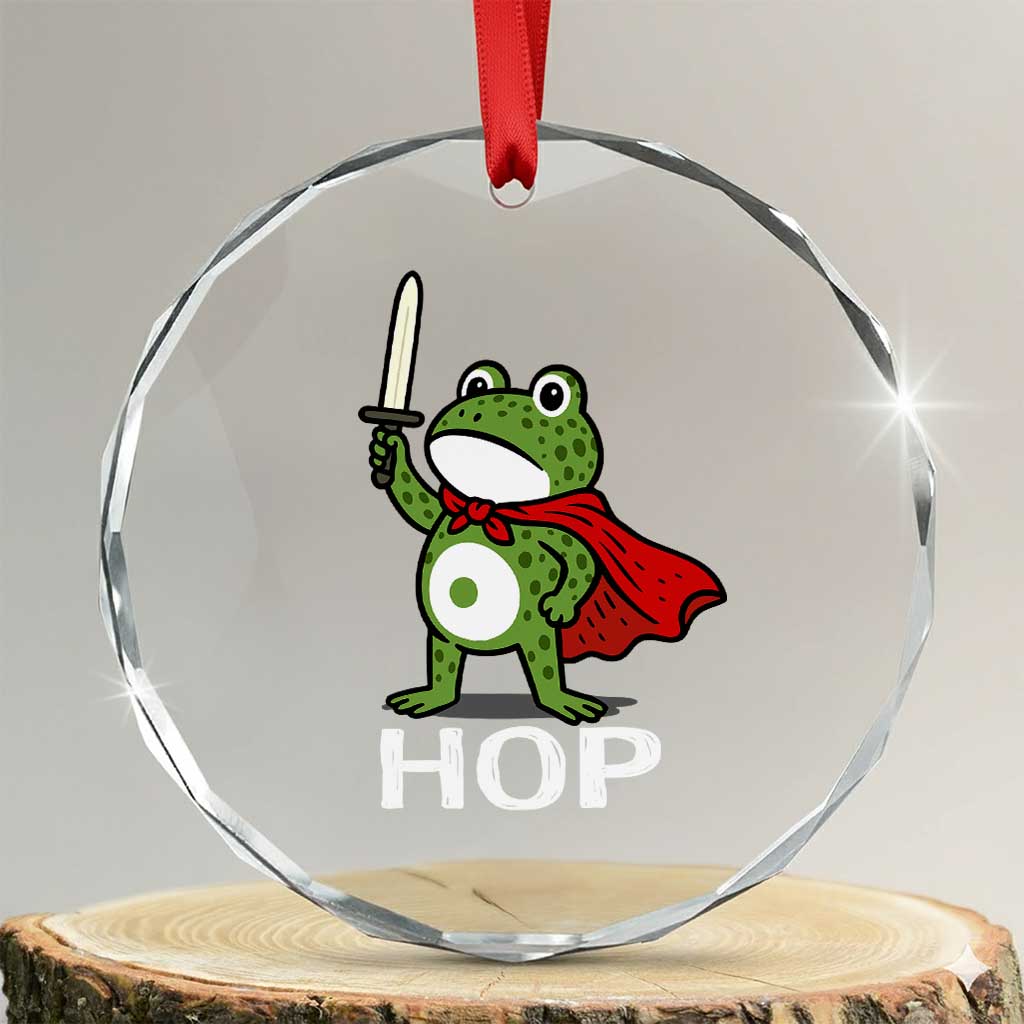 Resist Frog With Sword Crystal Glass Ornament No Kings Portland Protest Saves America TS10 Transparent Glass 3'' Circle Print Your Wear