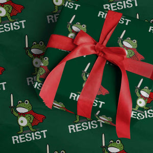Resist Frog With Sword Wrapping Paper Roll No Kings Portland Protest TS10 Green Print Your Wear