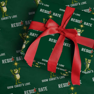 Resist Frog Wrapping Paper Roll Christian HIV Awareness Red Ribbon TS14 Green Print Your Wear