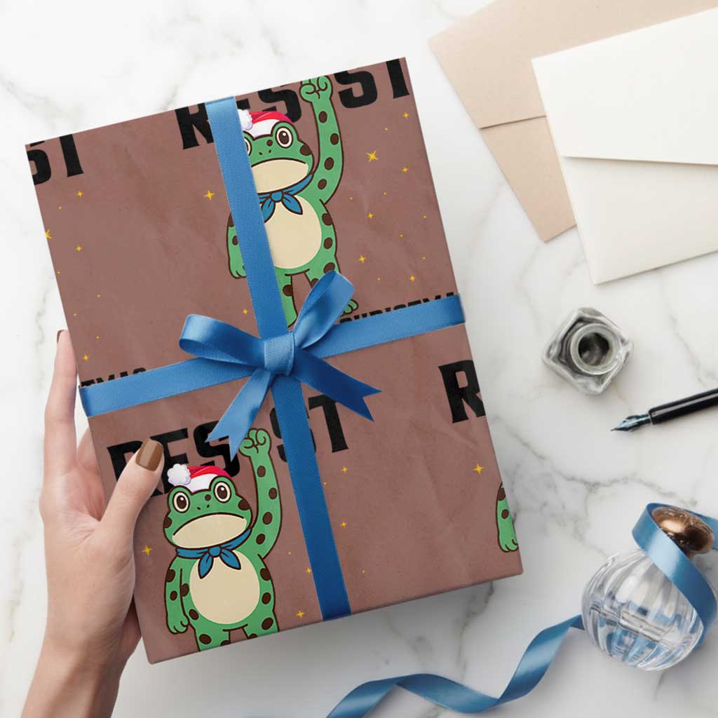 Resist Frog Wrapping Paper Roll Funny Portland Protest ICE Activist Meme TS14 Mocha Print Your Wear