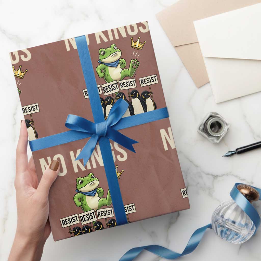 Resist Frog Wrapping Paper Roll No Kings Funny Portland Protest ICE Activist Meme TS14 Mocha Print Your Wear