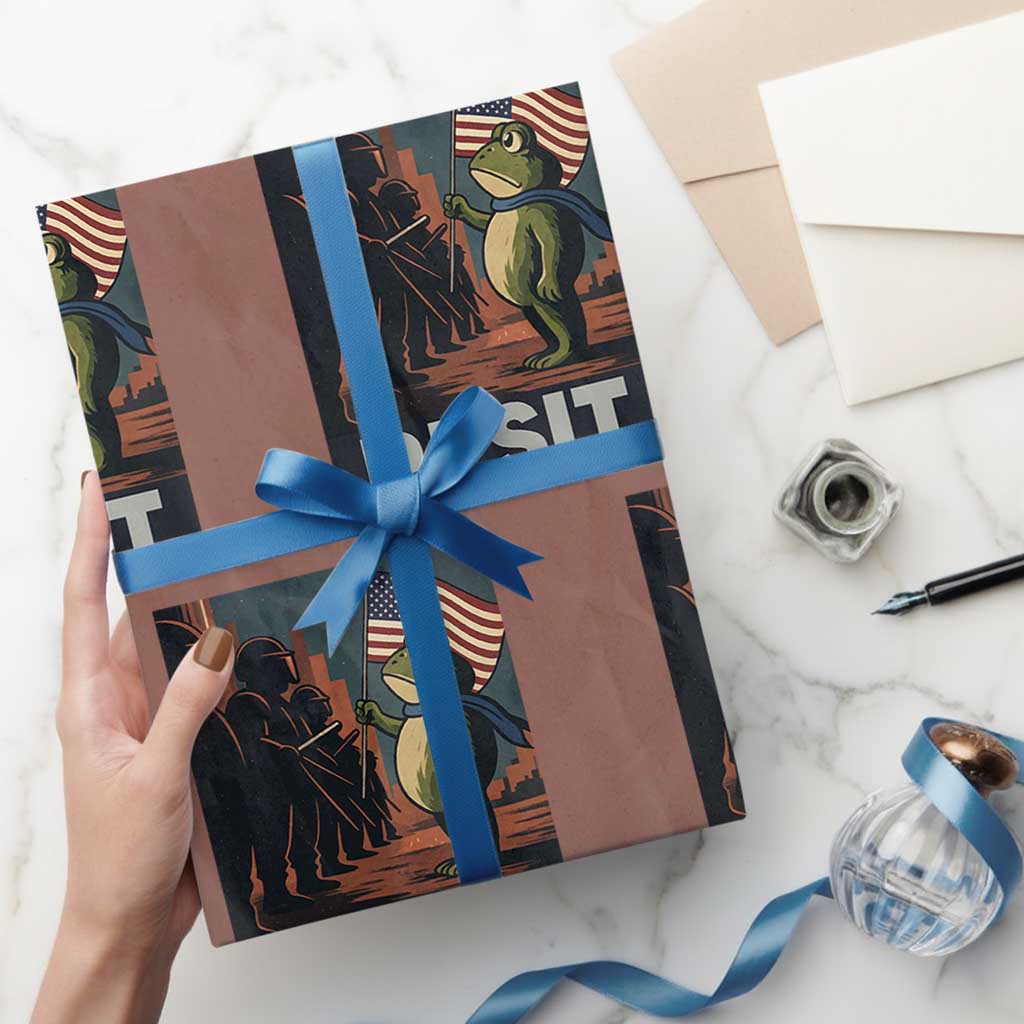 Resist Frog Wrapping Paper Roll Portland Frog Activist America Political 2025 TS14 Mocha Print Your Wear