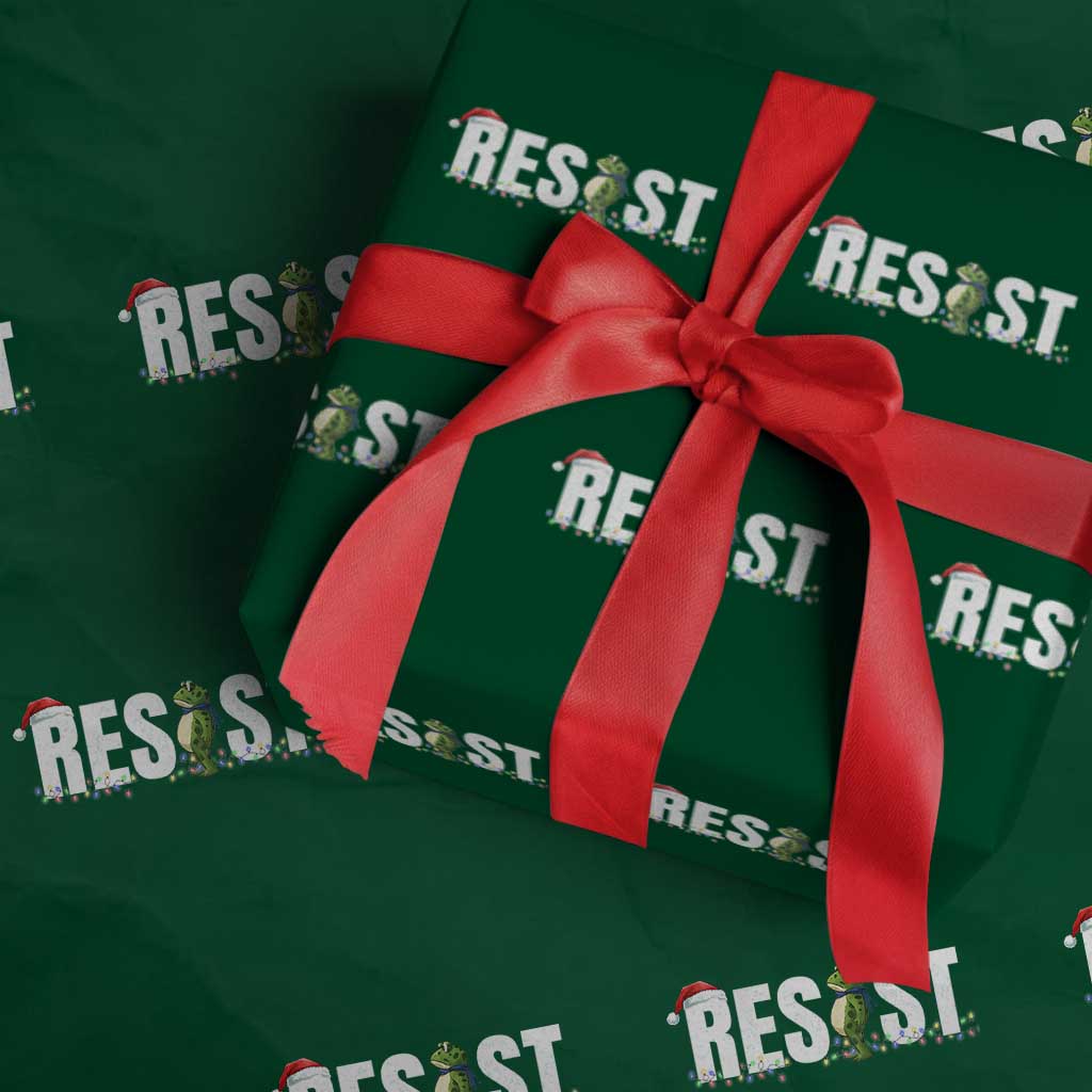 Resist Frog Xmas Wrapping Paper Roll Funny Portland Protest ICE Activist Meme 2025 TS14 Green Print Your Wear