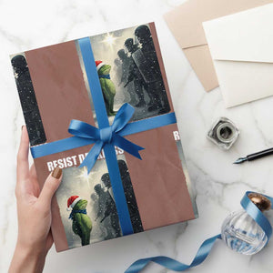 Resist Frog Xmas Wrapping Paper Roll Funny Portland Protest ICE Activist Meme TS14 Mocha Print Your Wear