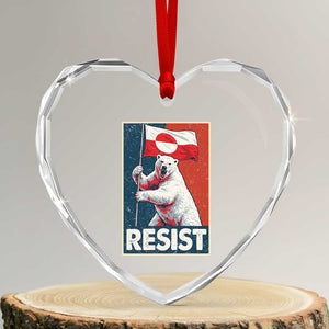 Resist Greenland Polar Bear Holding Flag Art Heart Crystal Glass Ornament Resistance Political TS11 Transparent Glass 3'' Heart Print Your Wear