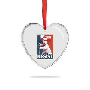 Resist Greenland Polar Bear Holding Flag Art Heart Crystal Glass Ornament Resistance Political TS11 Print Your Wear