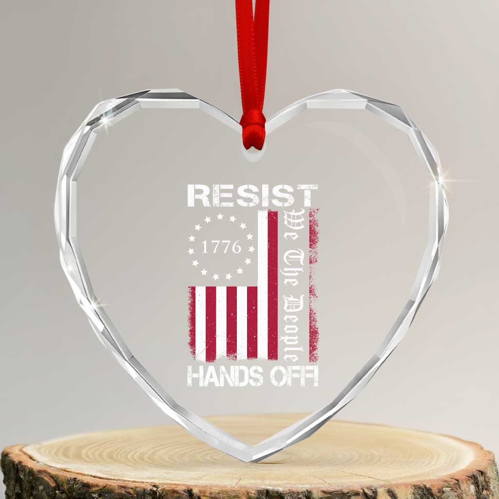 Resist Hands Off Heart Crystal Glass Ornament Vintage American Betsy Ross Flag We The People TS02 Transparent Glass 3'' Heart Print Your Wear