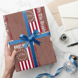 Resist Hands Off Wrapping Paper Roll Vintage American Betsy Ross Flag We The People TS02 Mocha Print Your Wear