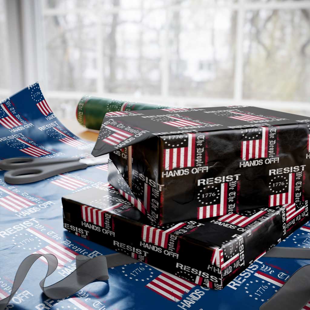 Resist Hands Off Wrapping Paper Roll Vintage American Betsy Ross Flag We The People TS02 Black Print Your Wear