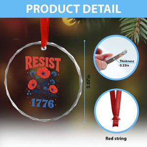 Resist Like Its 1776 Folk Art Floral Botanical Graphic Crystal Glass Ornament Patriotic Statement Political Satire TS02 Print Your Wear